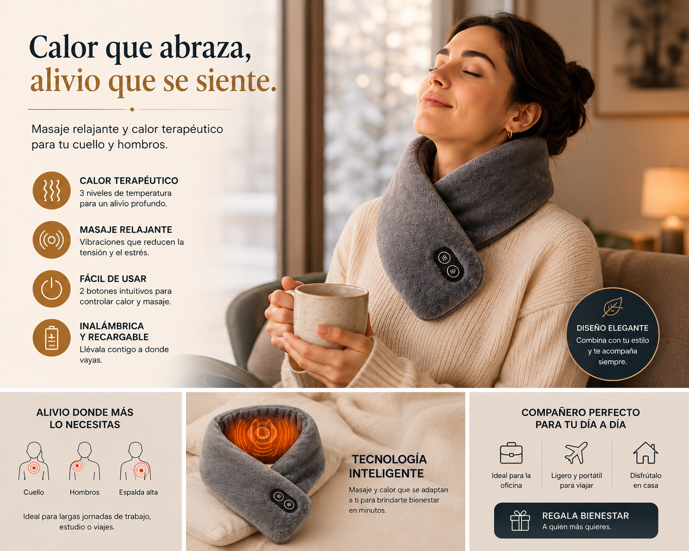 🧣 NECKRELAX™ | Bufanda Masajeadora con Calor Terapéutico