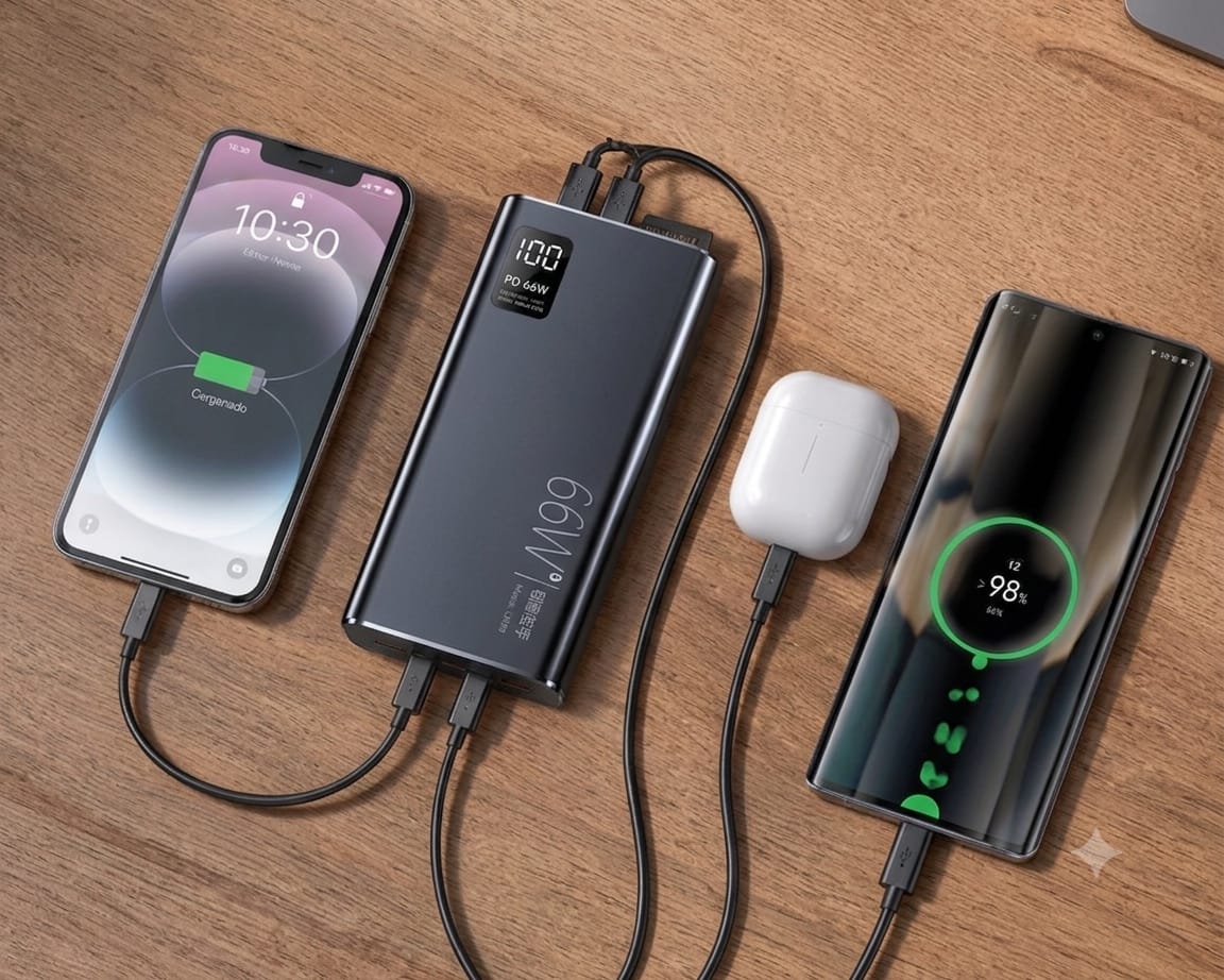 🔋 Power Bank 20.000mAh 66W | Carga Súper Rápida + Pantalla LED
